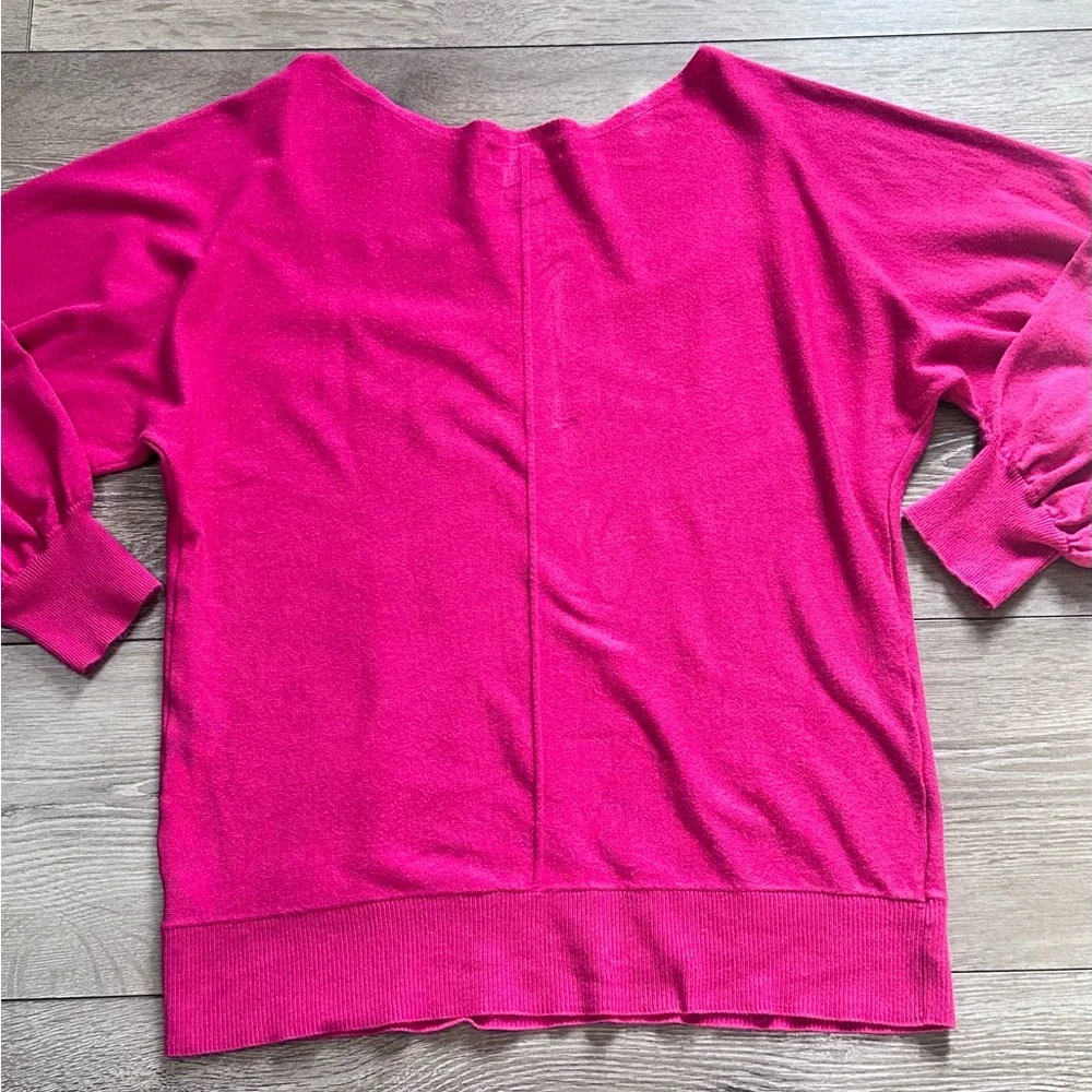 Max Studio Hot Pink Boatneck Dolman Sleeve Slouchy Sweater